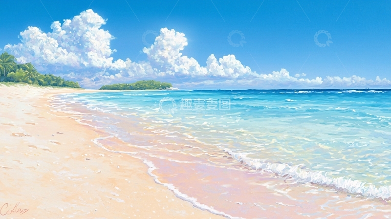 高清大图下载【趣麦麦图】热带海滩风景画