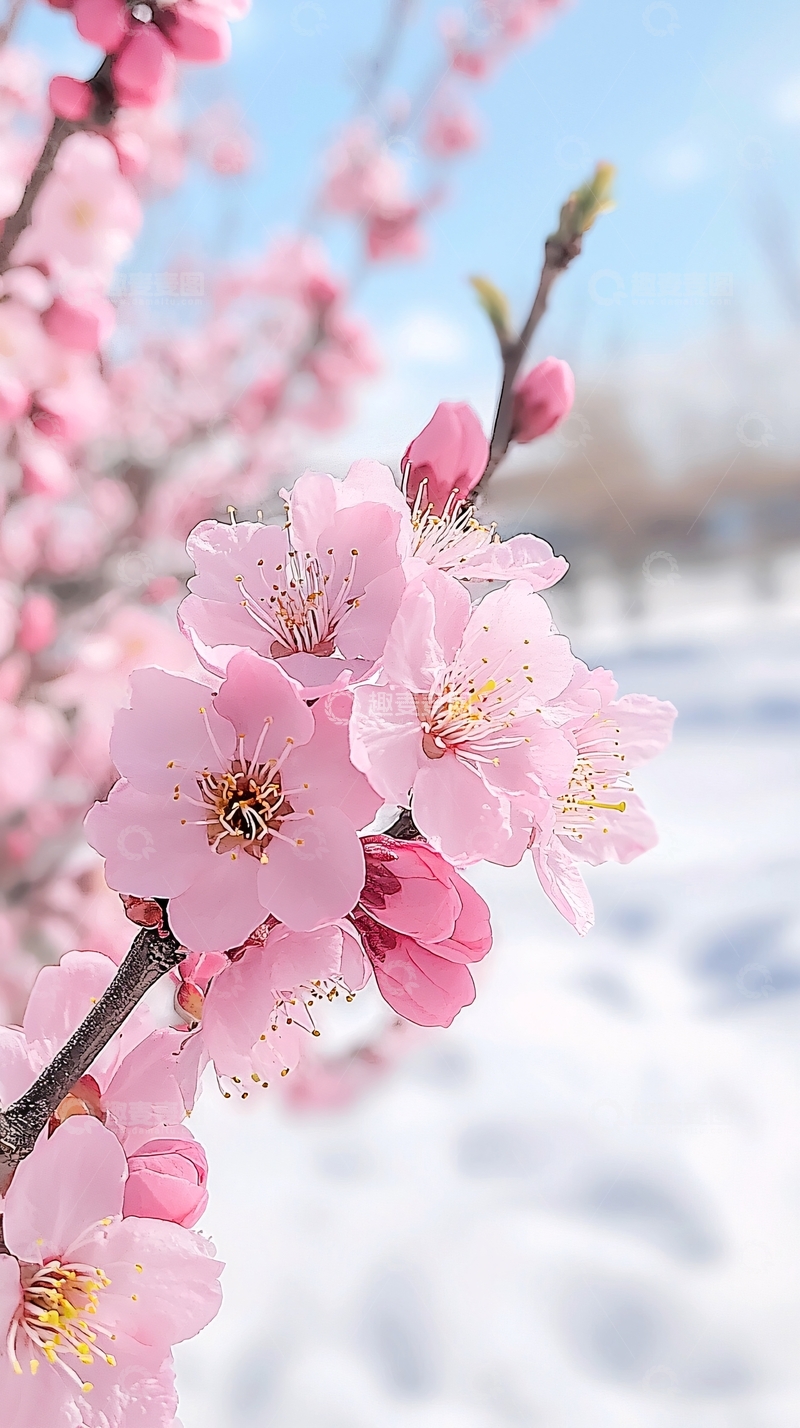 高清大图下载【趣麦麦图】粉色桃花盛开的春天景色