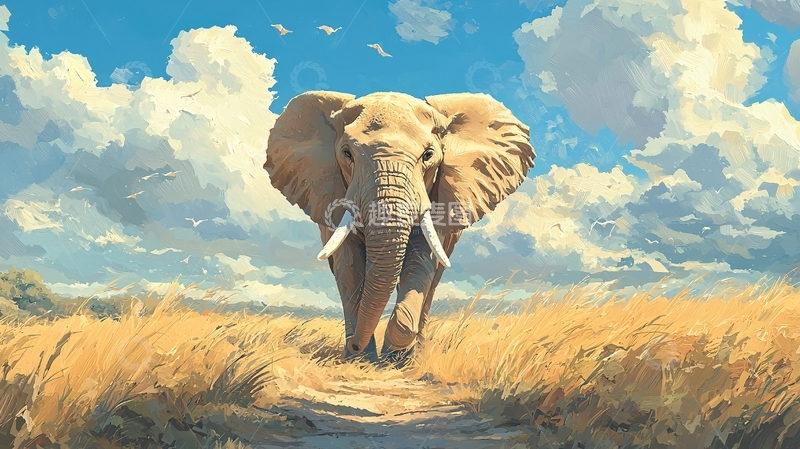 高清大图下载【趣麦麦图】非洲草原上的大象