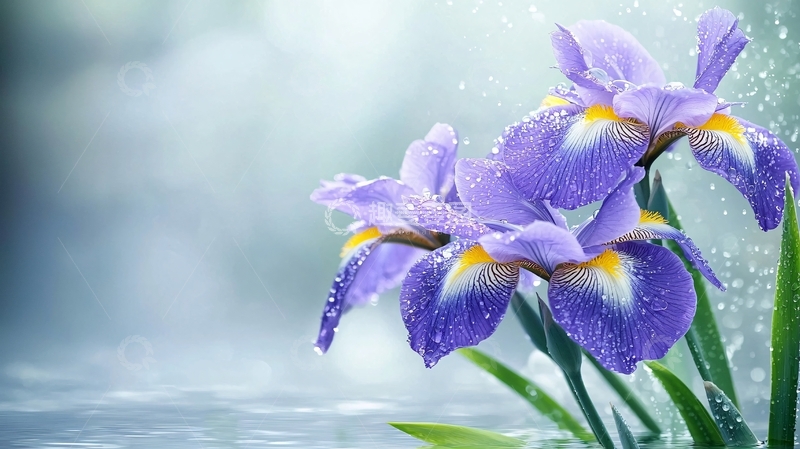 雨后紫色鸢尾花