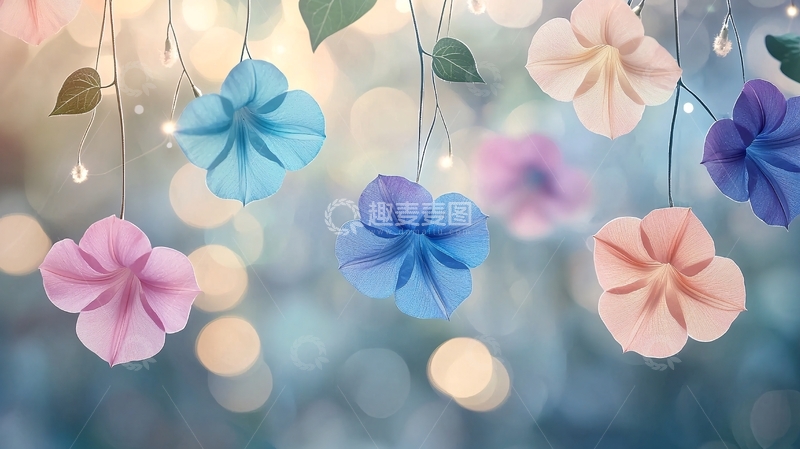 高清大图下载【趣麦麦图】悬挂花朵装饰背景素材