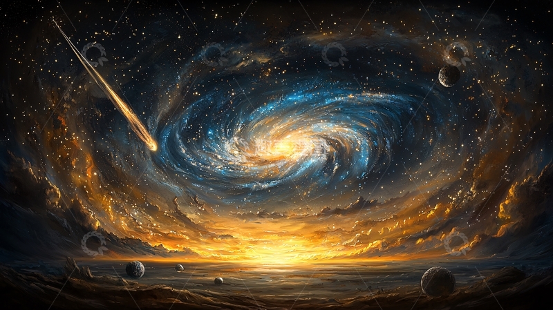 高清大图下载【趣麦麦图】星河壮丽夜空流星