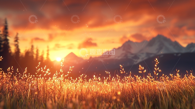 高清大图下载【趣麦麦图】金色阳光下的山野风光