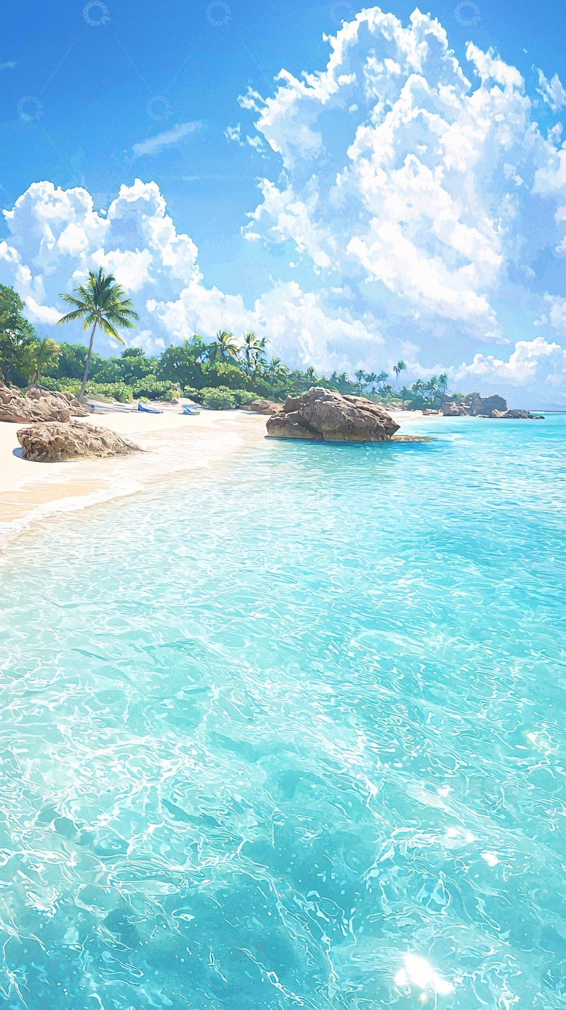 高清大图下载【趣麦麦图】热带海滩风景画