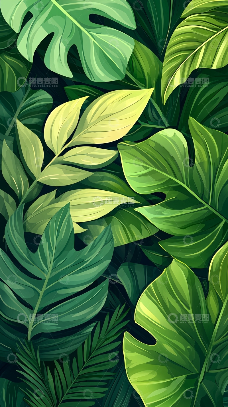 高清大图下载【趣麦麦图】热带植物叶子背景图