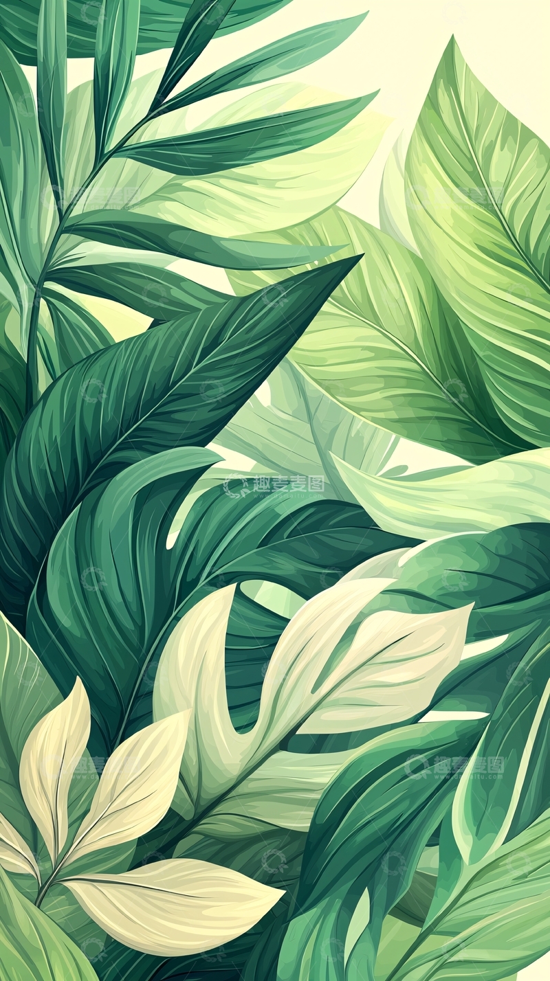 高清大图下载【趣麦麦图】热带植物叶子背景图