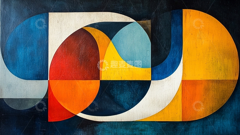 高清大图下载【趣麦麦图】抽象几何色彩拼接艺术画