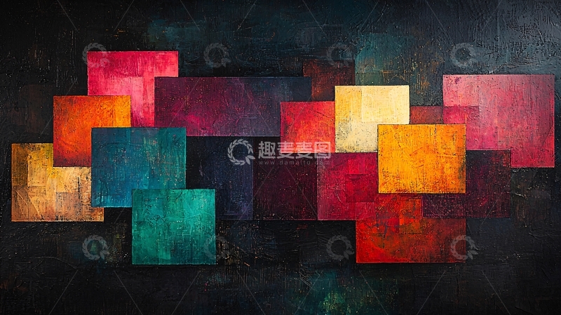 高清大图下载【趣麦麦图】抽象色块拼接艺术画