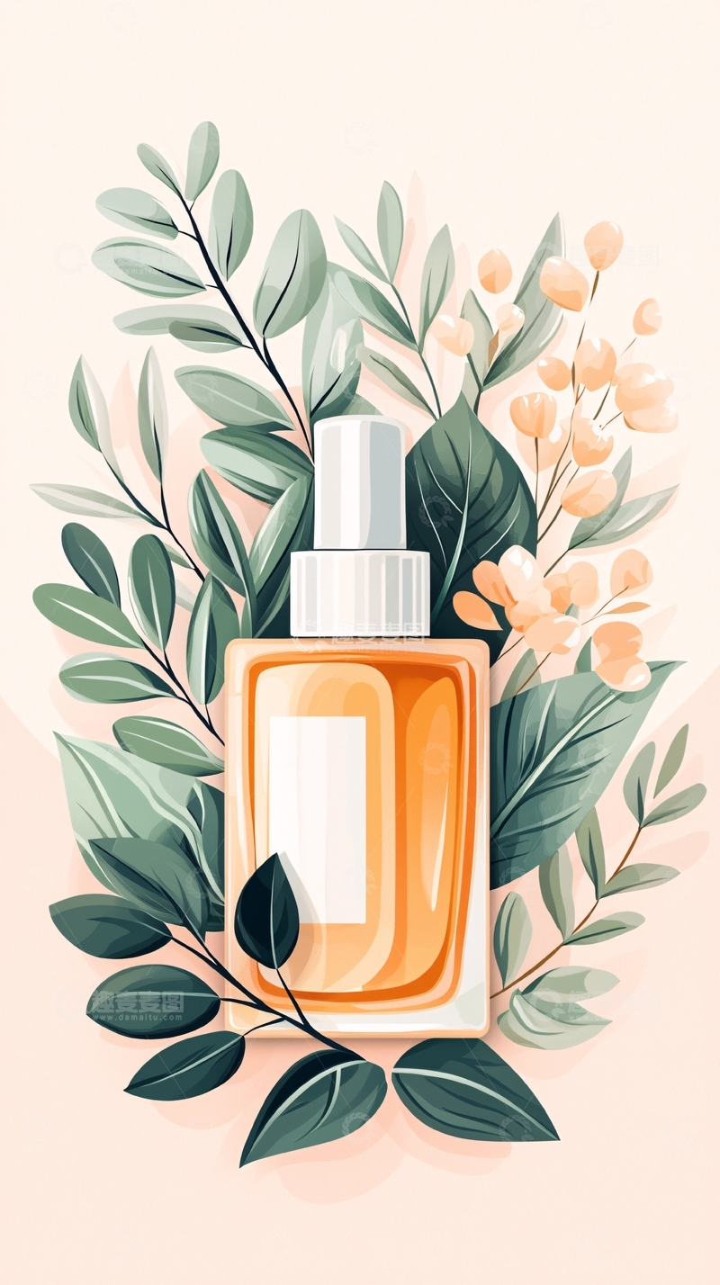 高清大图下载【趣麦麦图】清新植物精油喷雾瓶插画