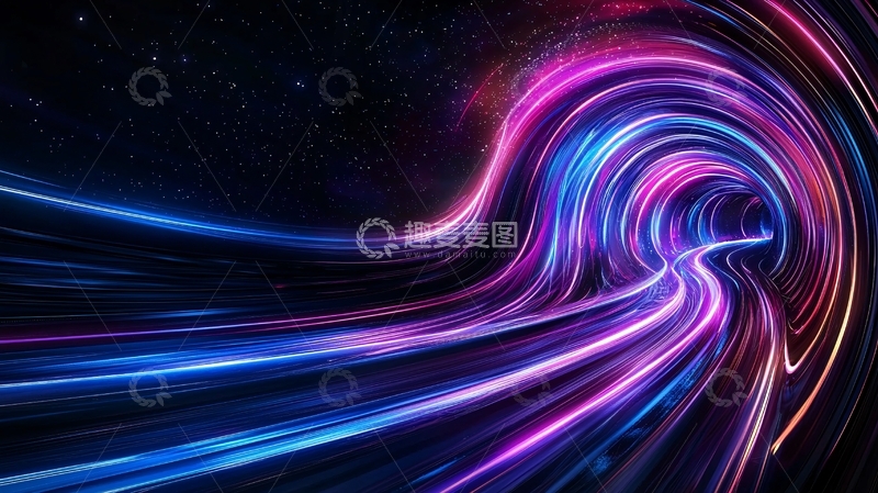 高清大图下载【趣麦麦图】绚丽光线构成的时空隧道