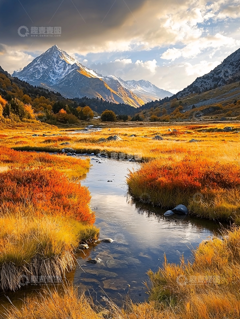 高清大图下载【趣麦麦图】高山流水秋色田园风光