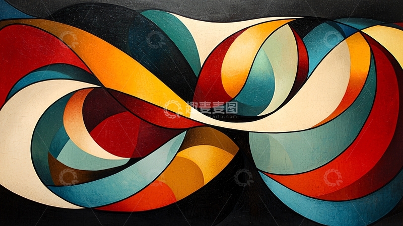 高清大图下载【趣麦麦图】抽象色彩流动曲线艺术画
