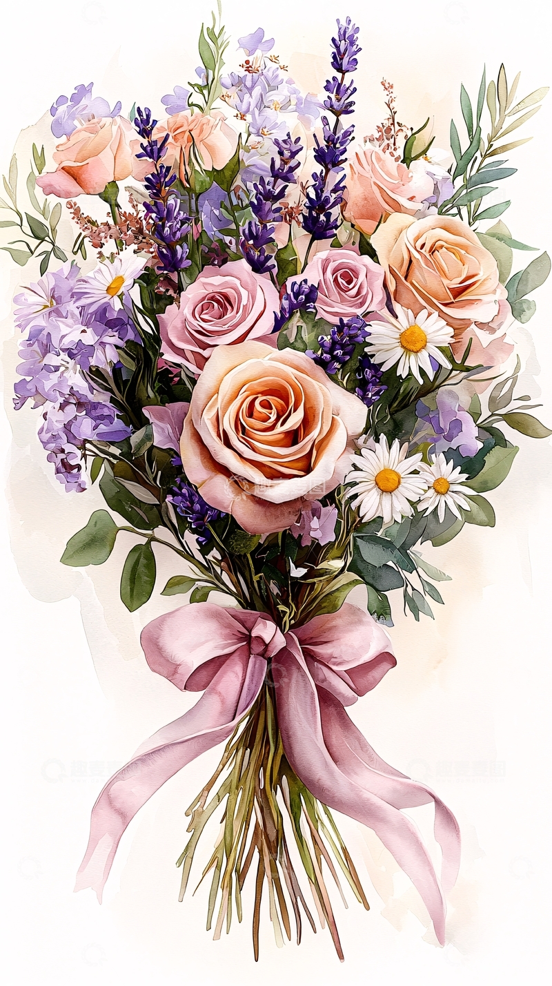 高清大图下载【趣麦麦图】浪漫花束插画素材