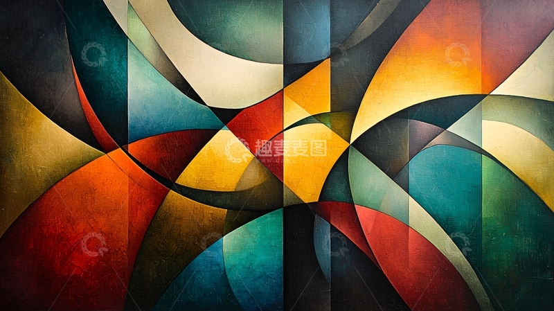 高清大图下载【趣麦麦图】抽象几何色彩拼接艺术画