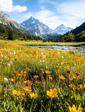 高山草甸鲜花盛开