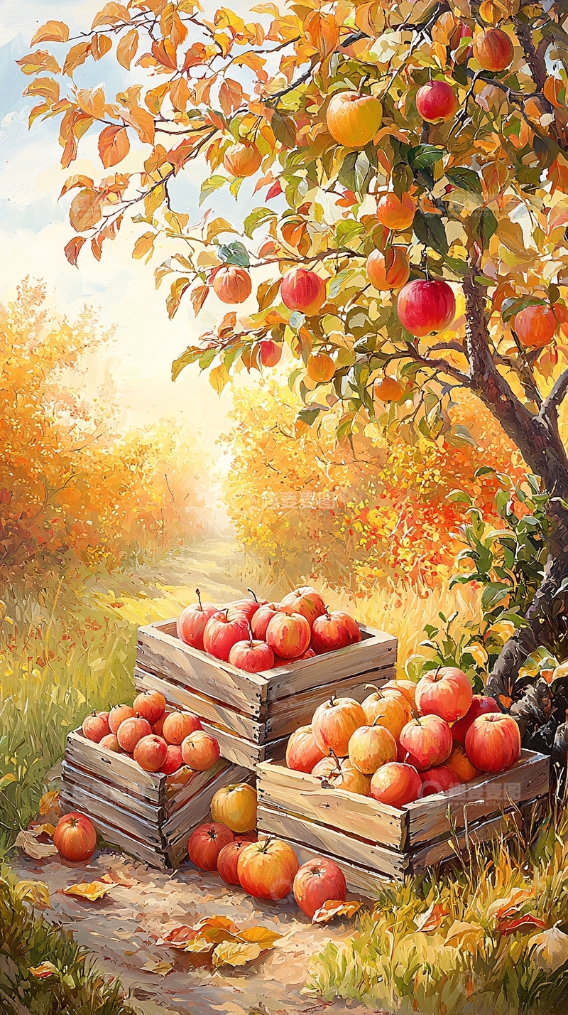 高清大图下载【趣麦麦图】秋日丰收苹果园