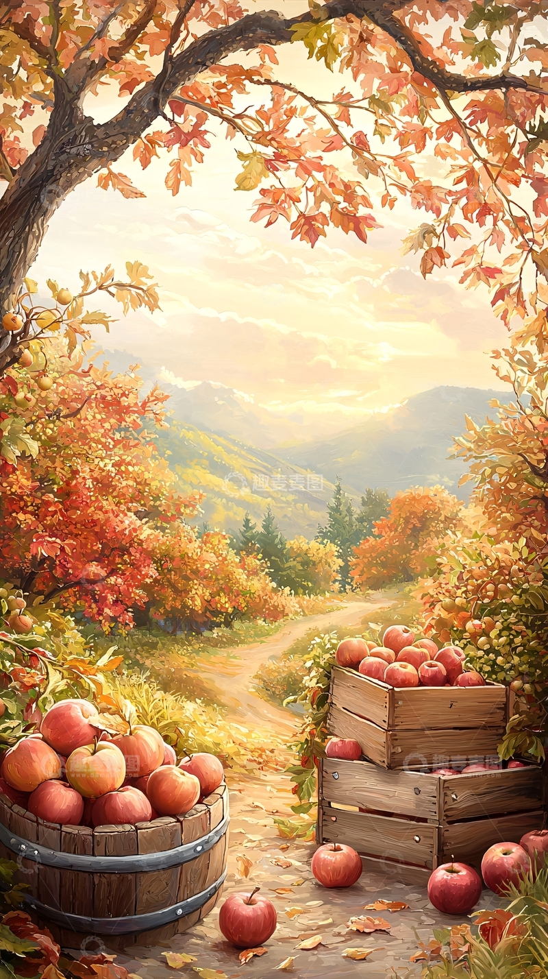 高清大图下载【趣麦麦图】秋日丰收苹果园