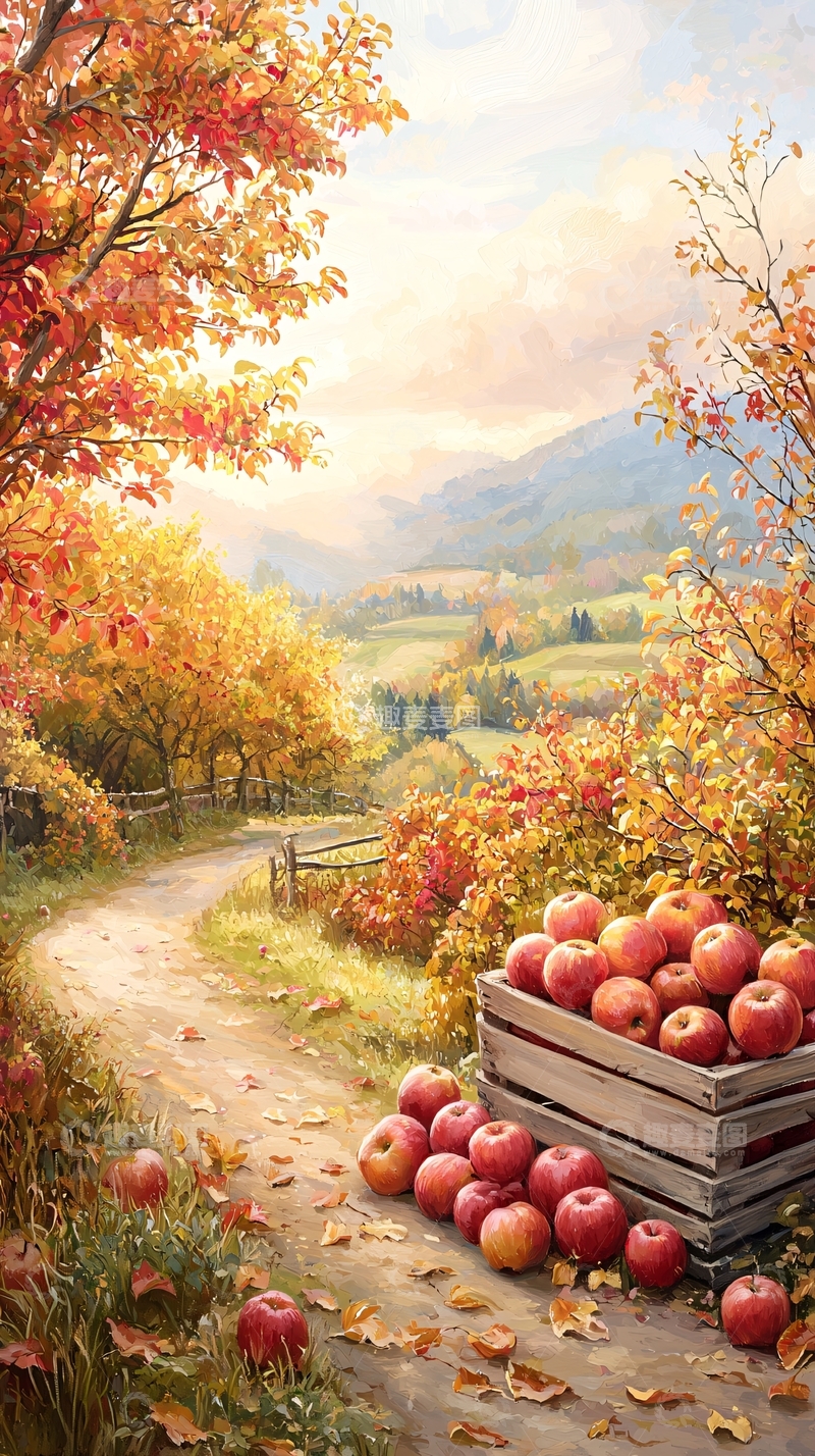 高清大图下载【趣麦麦图】秋日果园丰收景象