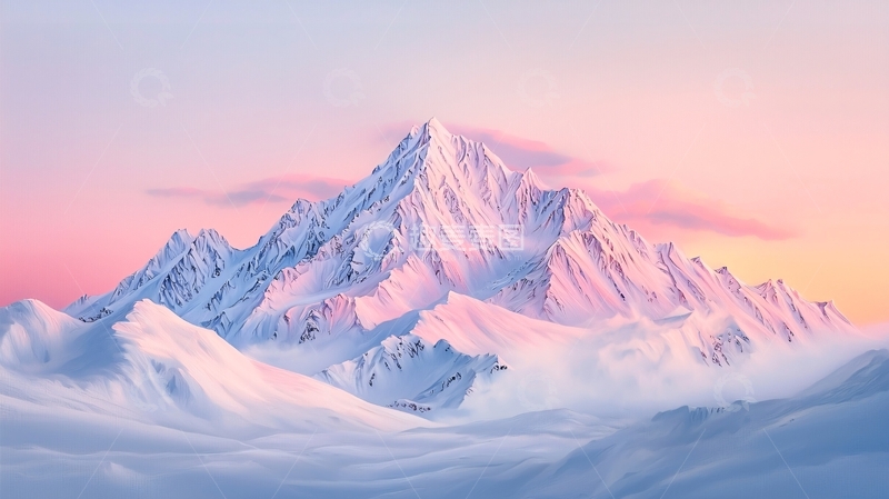 高清大图下载【趣麦麦图】雪山日出风景图