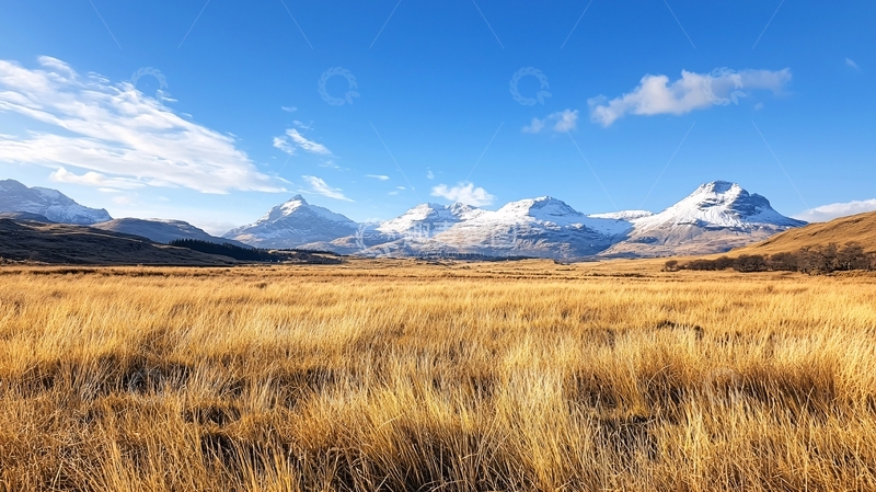 高清大图下载【趣麦麦图】草原雪山蓝天白云