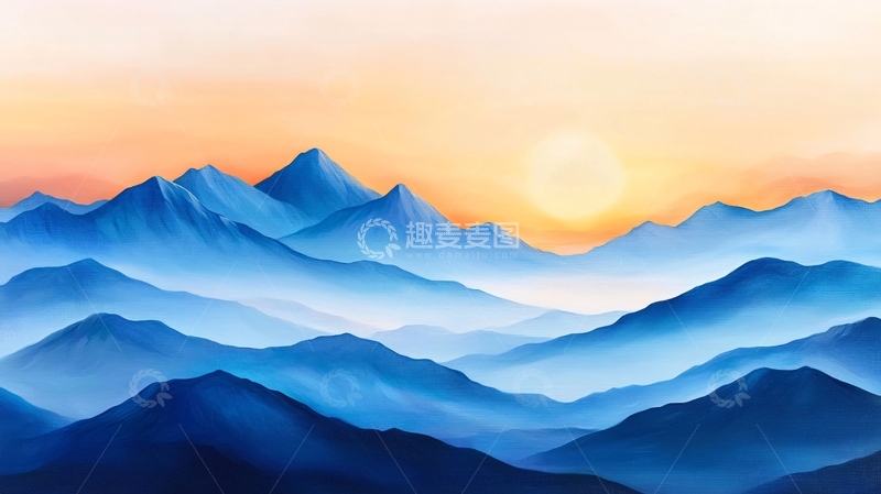 高清大图下载【趣麦麦图】日出山峦风景图