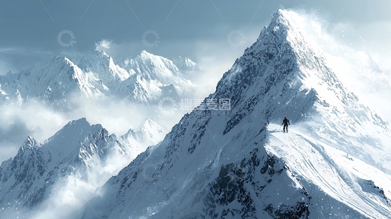高清大图下载【趣麦麦图】雪山顶峰徒步探险