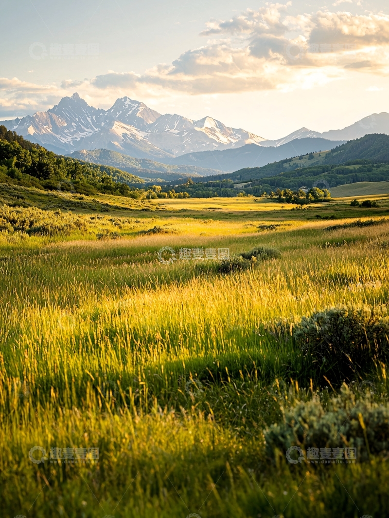 高清大图下载【趣麦麦图】金色阳光下的山谷
