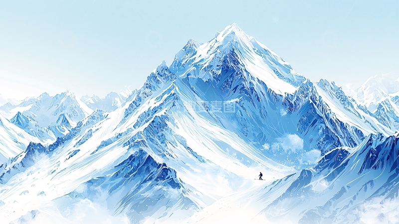 高清大图下载【趣麦麦图】雪山滑雪风景图