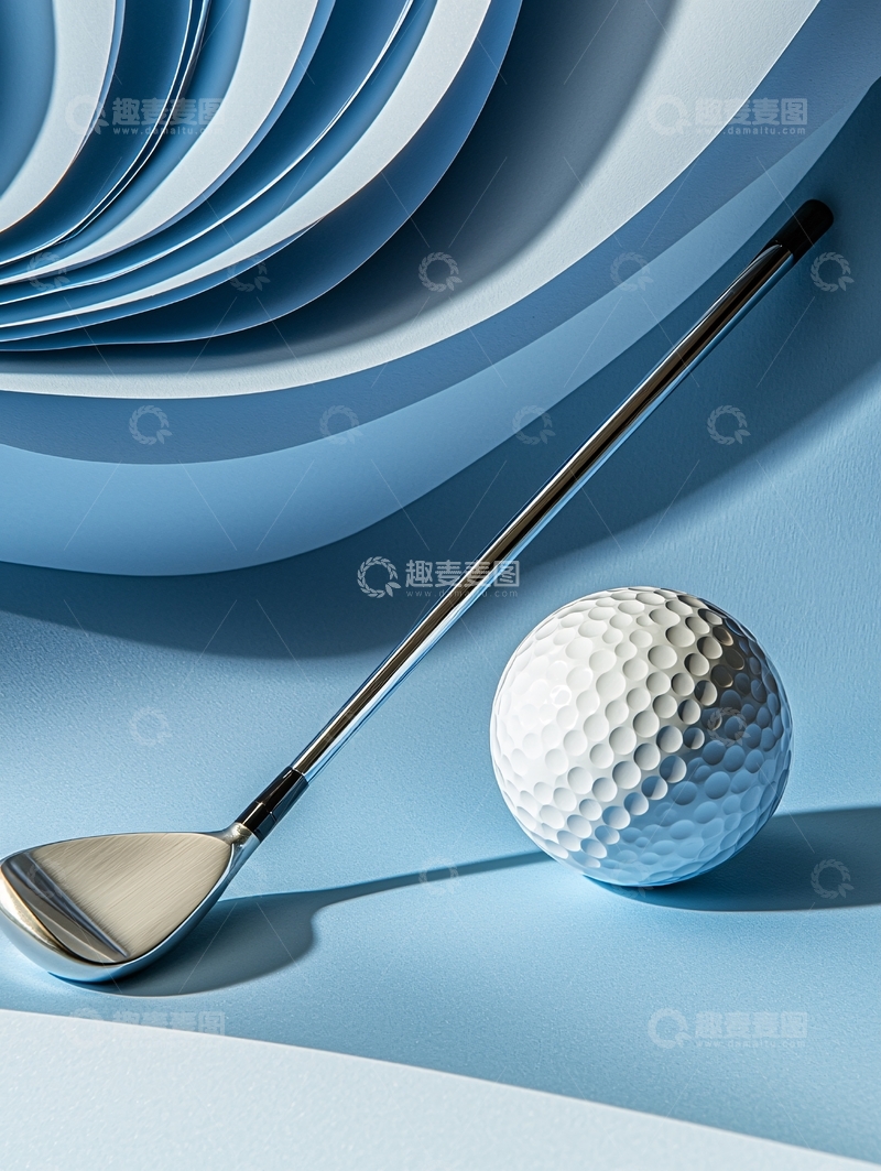 高清大图下载【趣麦麦图】高尔夫球杆和球静物