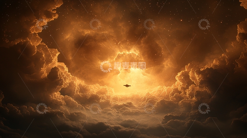 高清大图下载【趣麦麦图】神秘夜空中的飞行器
