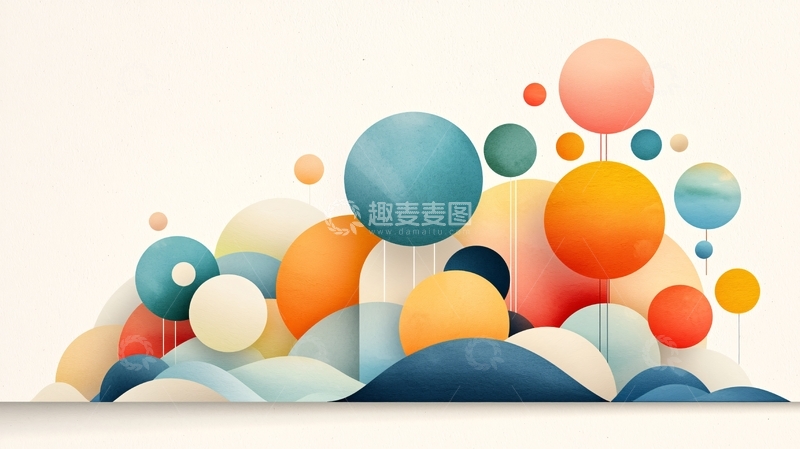 高清大图下载【趣麦麦图】色彩斑斓的抽象圆形艺术背景