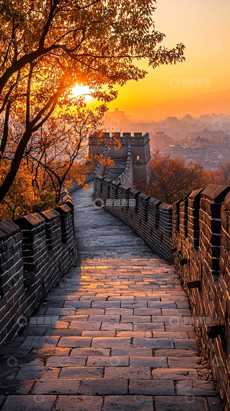 高清大图下载【趣麦麦图】夕阳下的长城