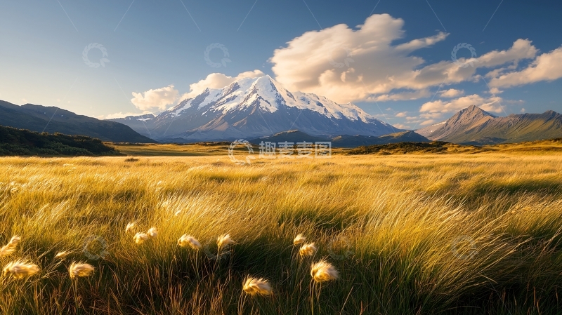高清大图下载【趣麦麦图】田野雪山风光