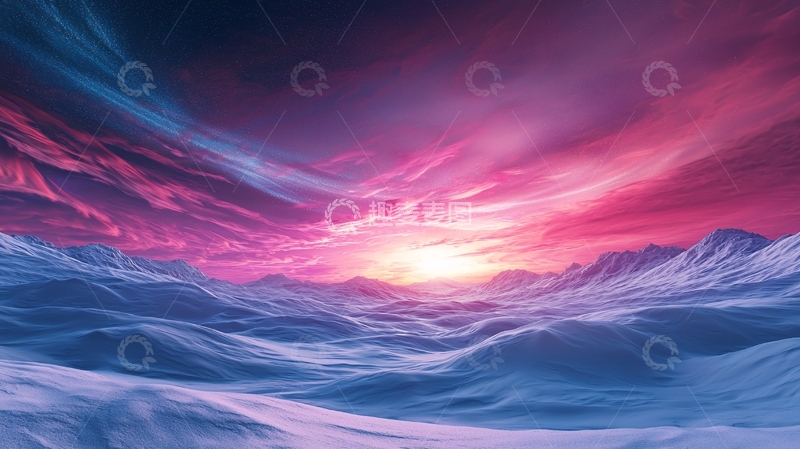 高清大图下载【趣麦麦图】梦幻极地日出风景