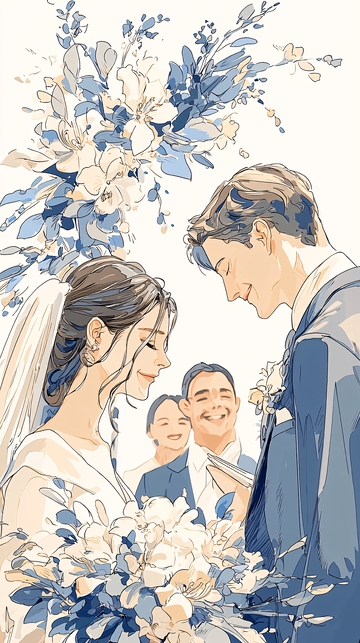 婚礼场景插画素材