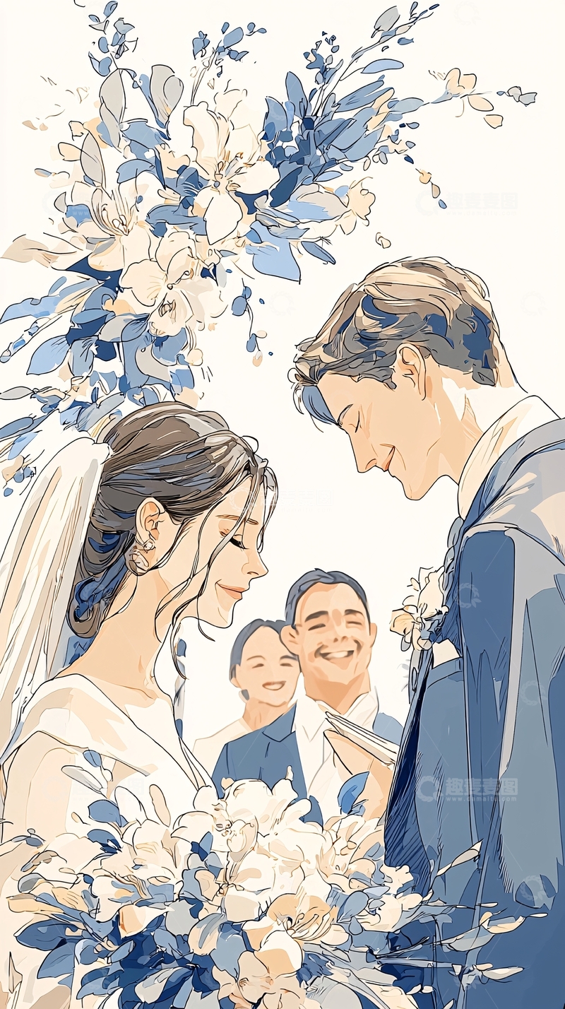 高清大图下载【趣麦麦图】婚礼场景插画素材