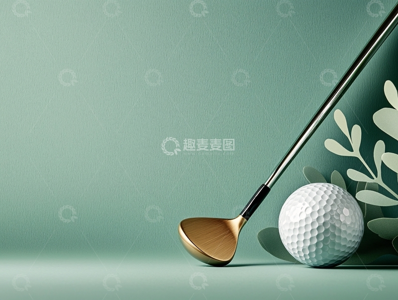 高清大图下载【趣麦麦图】高尔夫球杆和球