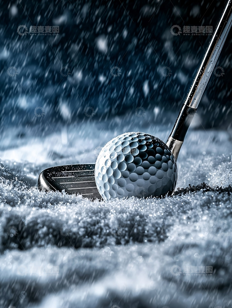 高清大图下载【趣麦麦图】雪地里的高尔夫球