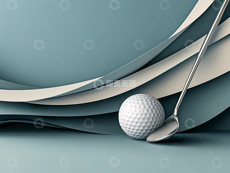 高清大图下载【趣麦麦图】高尔夫球和球杆简约背景