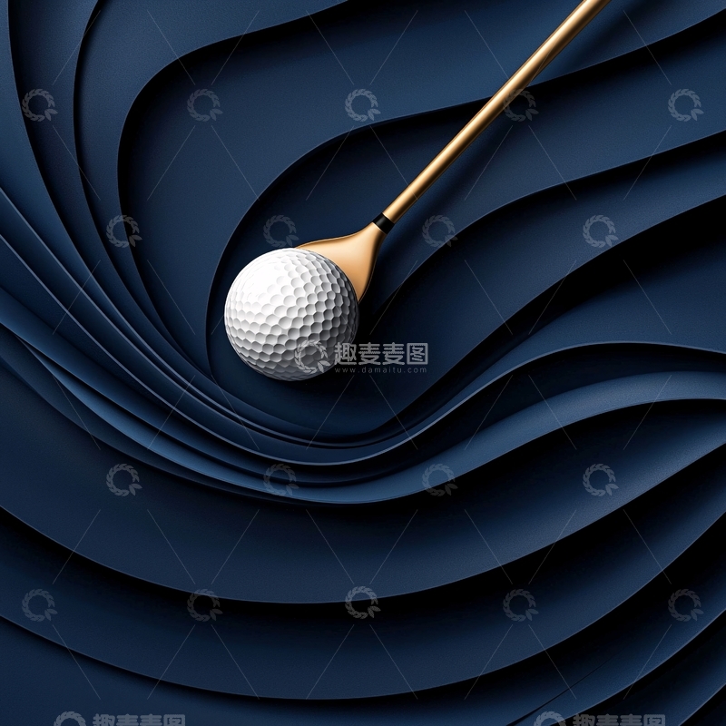 高清大图下载【趣麦麦图】高尔夫球与深蓝色背景