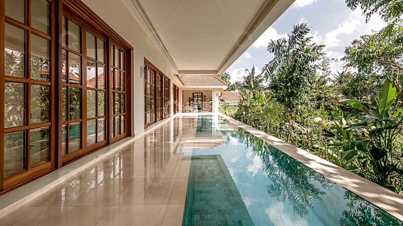 高清大图下载【趣麦麦图】豪华泳池别墅庭院景观