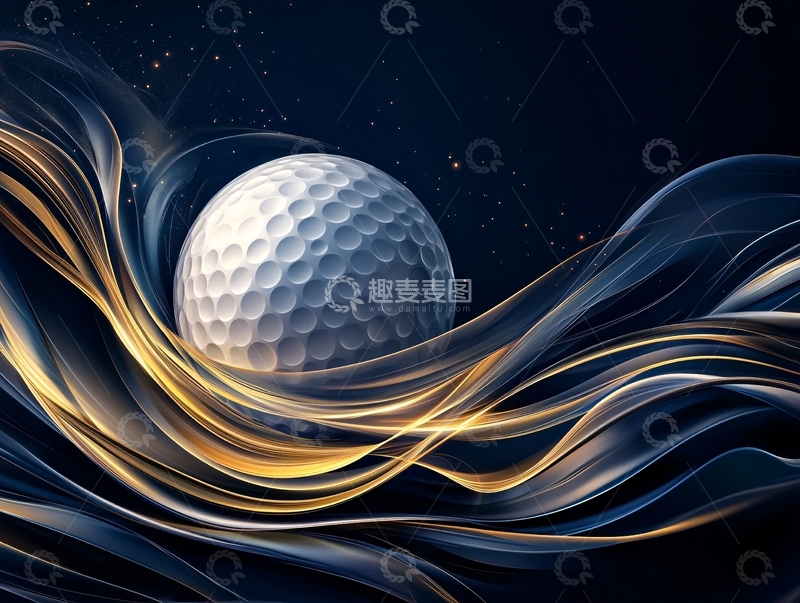 高清大图下载【趣麦麦图】高尔夫球在金色丝绸上