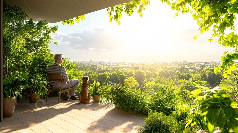 高清大图下载【趣麦麦图】阳光下的阳台与宠物