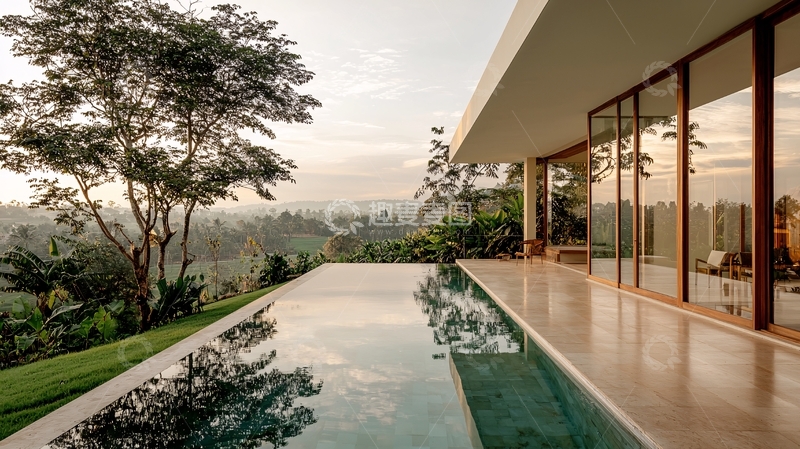 高清大图下载【趣麦麦图】现代泳池别墅景观