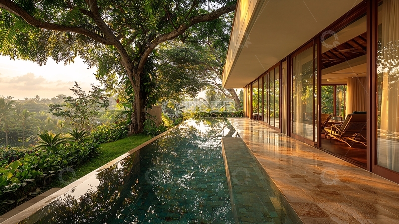 高清大图下载【趣麦麦图】热带度假别墅泳池景观