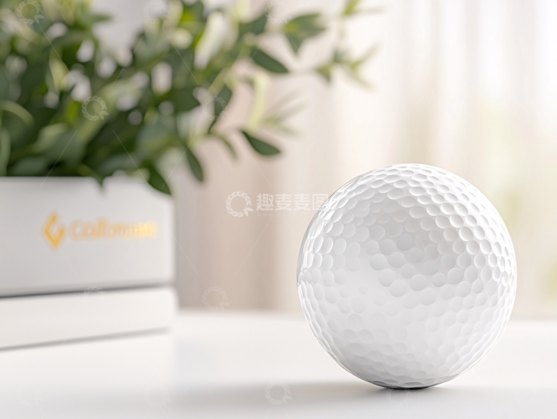 高清大图下载【趣麦麦图】高尔夫球与白色花盆静物