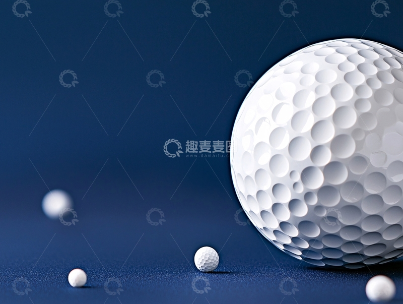 高清大图下载【趣麦麦图】高尔夫球特写在蓝色背景