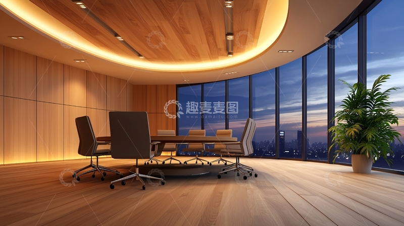 高清大图下载【趣麦麦图】现代会议室夜景设计