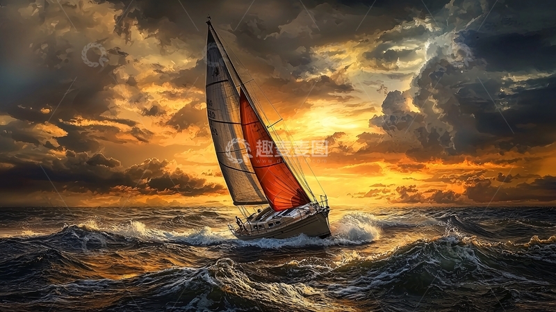 高清大图下载【趣麦麦图】海上扬帆高清图片