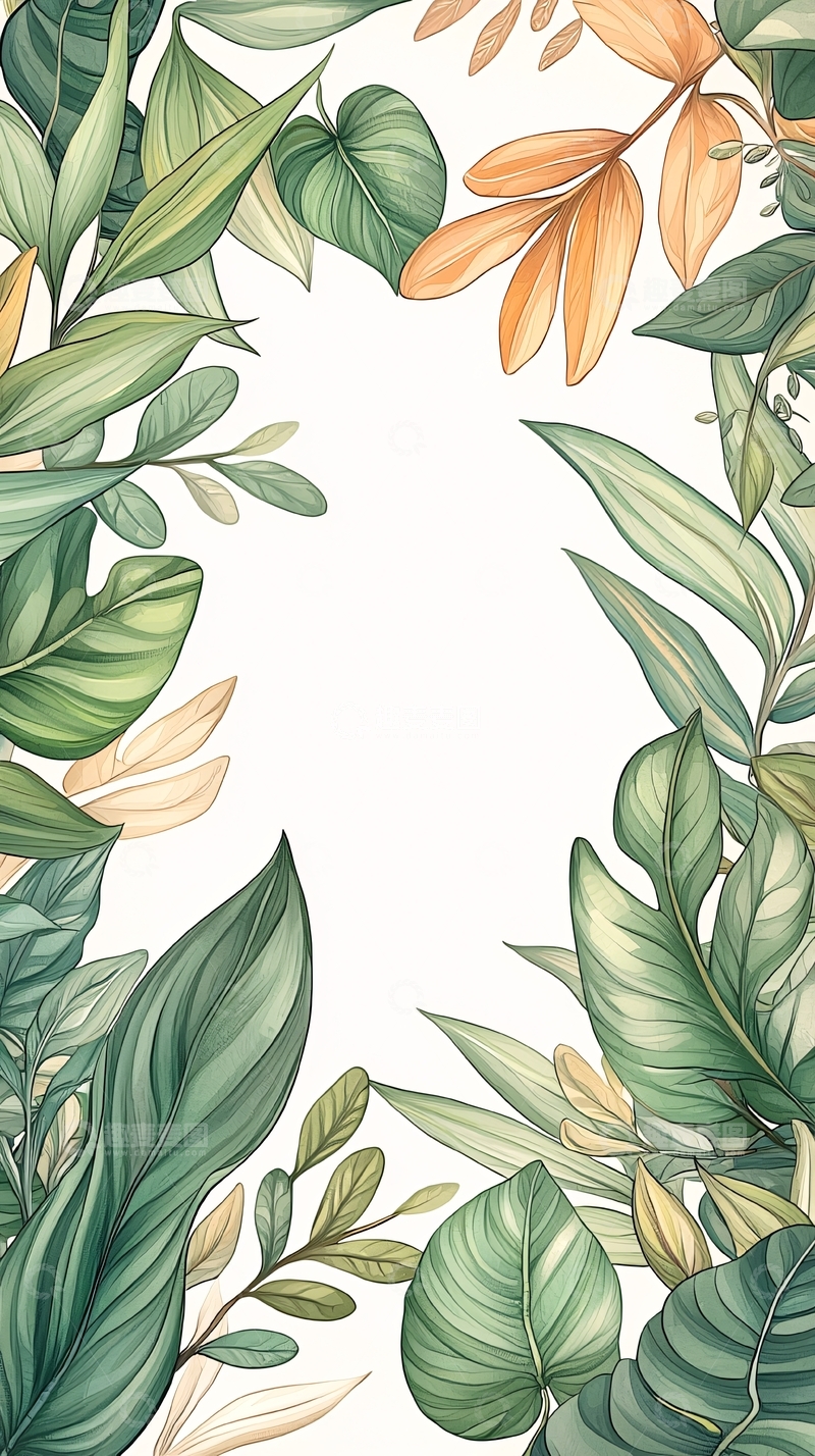 高清大图下载【趣麦麦图】热带植物边框背景图